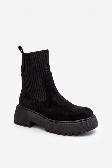 Suede schoenen met een sokachtige zool met een platform in de zwarte kleur Rewam