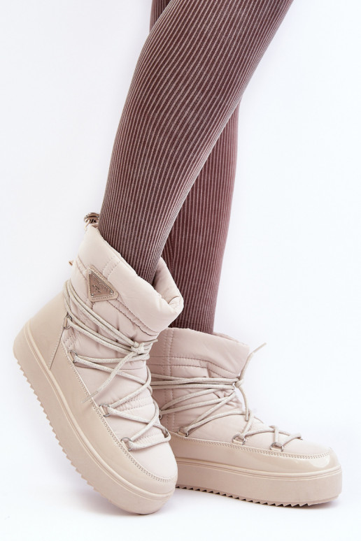 Schneestiefel mit Plateau und stylischen Details in Beige Fleure