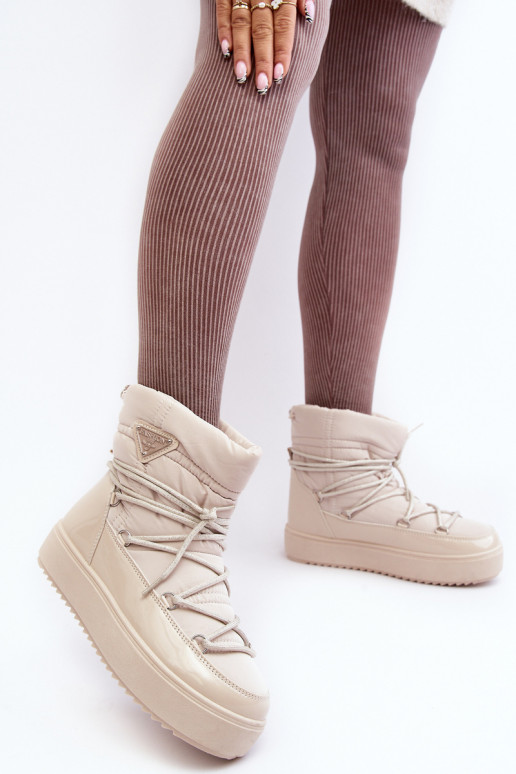 bottes de neige avec plateforme et détails élégants en beige Fleure