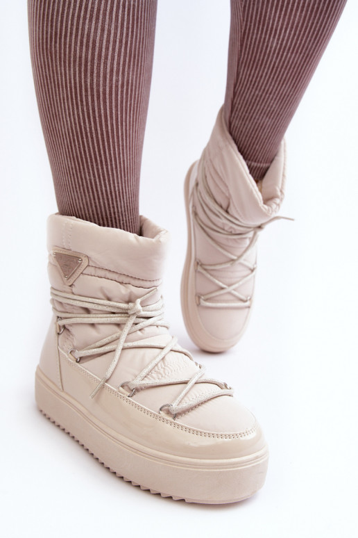 bottes de neige avec plateforme et détails élégants en beige Fleure