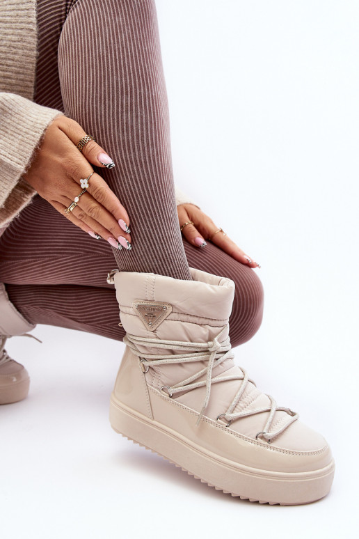 Schneestiefel mit Plateau und stylischen Details in Beige Fleure
