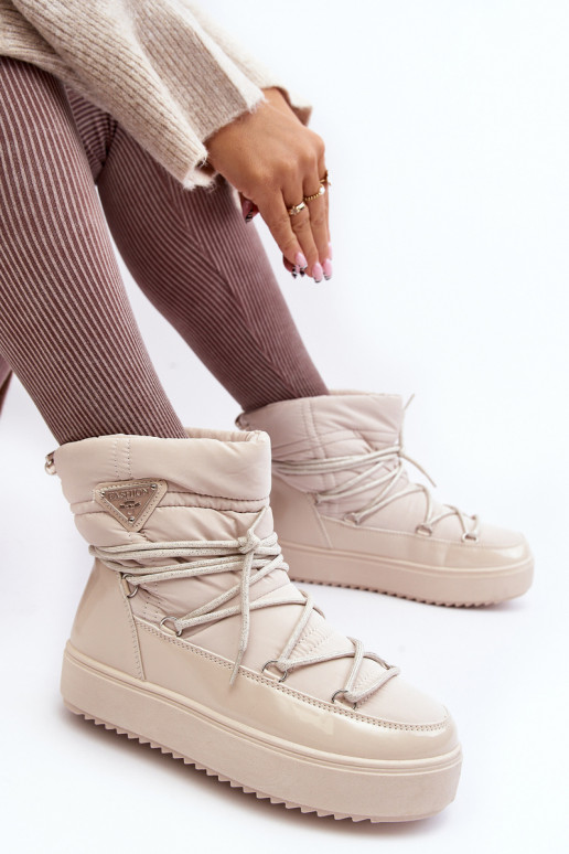 bottes de neige avec plateforme et détails élégants en beige Fleure