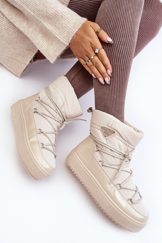 bottes de neige avec plateforme et détails élégants en beige Fleure