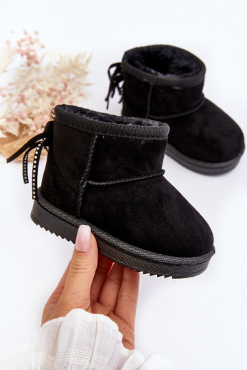 Bottes d'hiver chaudes pour enfants à franges de couleur noire Mikyla 2