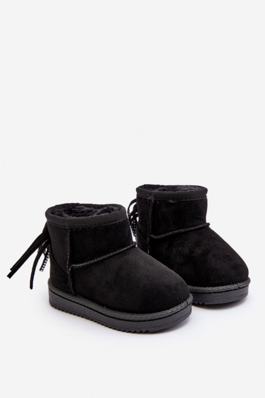 Bottes d'hiver chaudes pour enfants à franges de couleur noire Mikyla