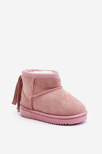 Warme Kinder-Winterstiefel mit Fransen in Rosa Mikyla