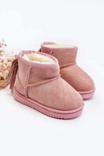 Warme kinderwinterlaarzen met franjes roze Mikyla 2