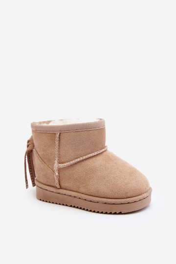 Warme Kinder-Winterstiefel mit Fransen beige Mikyla