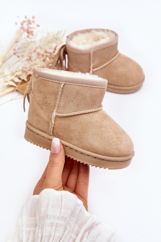 Bottes d'hiver chaudes pour enfants à franges beige Mikyla