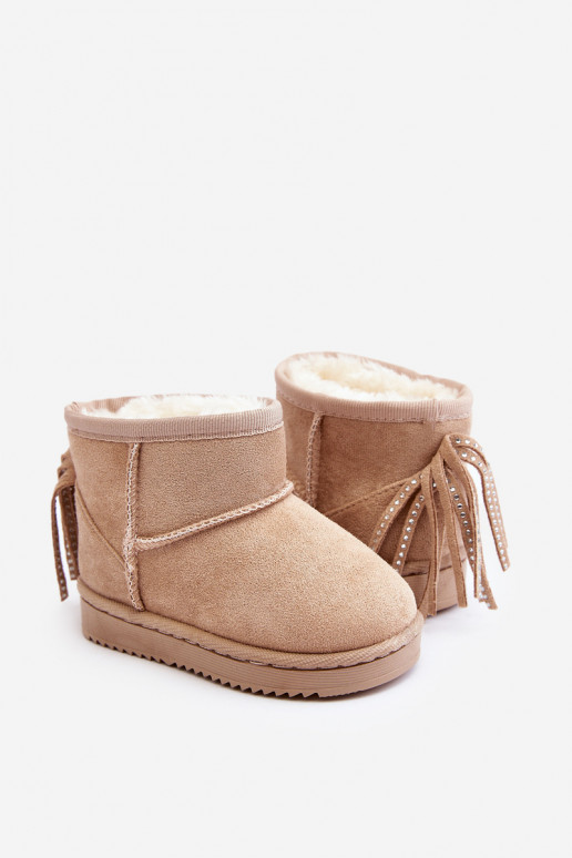 Bottes d'hiver chaudes pour enfants à franges beige Mikyla