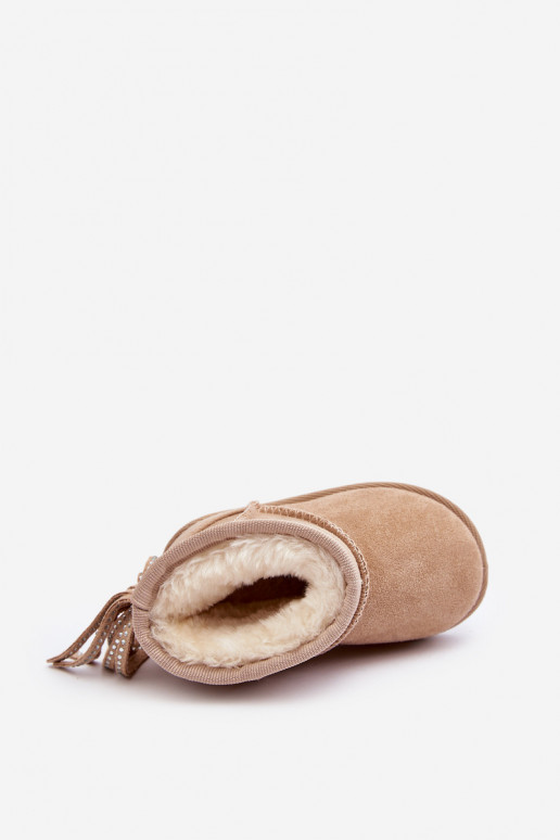 Bottes d'hiver chaudes pour enfants à franges beige Mikyla
