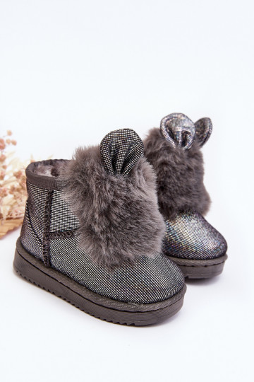 Bottes de neige pour enfants réchauffées avec fourrure à l'intérieur avec oreilles, couleur gris Betty 2