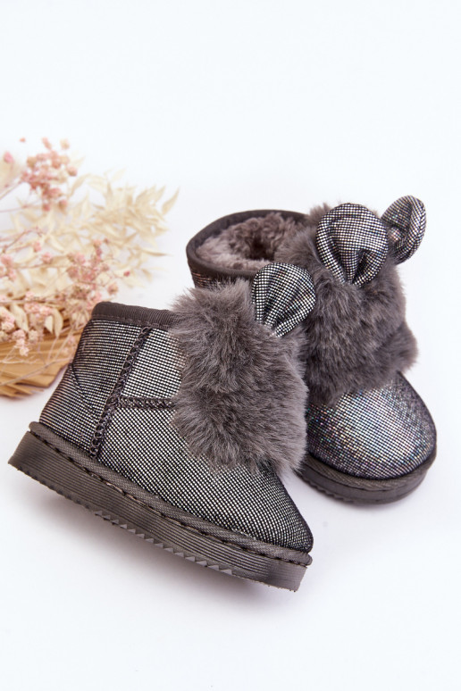 Bottes de neige pour enfants réchauffées avec fourrure à l'intérieur avec oreilles, couleur gris Betty Bottes de neige pour enfants réchauffées avec fourrure à l'intérieur avec oreilles, couleur gris Betty