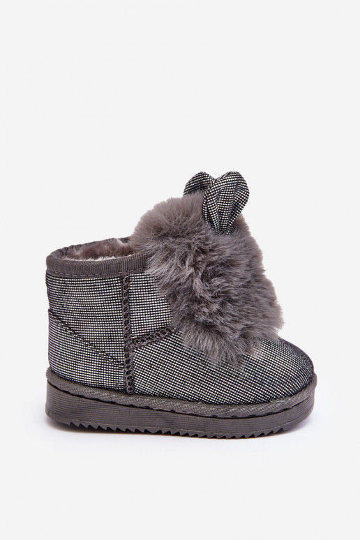 Bottes de neige pour enfants réchauffées avec fourrure à l'intérieur avec oreilles, couleur gris Betty