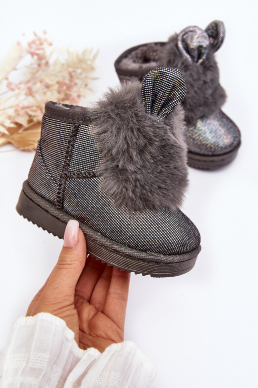 Bottes de neige pour enfants réchauffées avec fourrure à l'intérieur avec oreilles, couleur gris Betty Bottes de neige pour enfants réchauffées avec fourrure à l'intérieur avec oreilles, couleur gris Betty