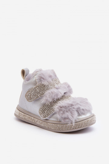 Kinder-Schneestiefel, warm, silberfarben, Leela