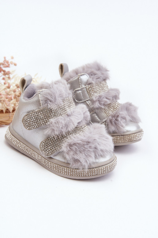 Bottes de neige pour enfants réchauffées argent Leela