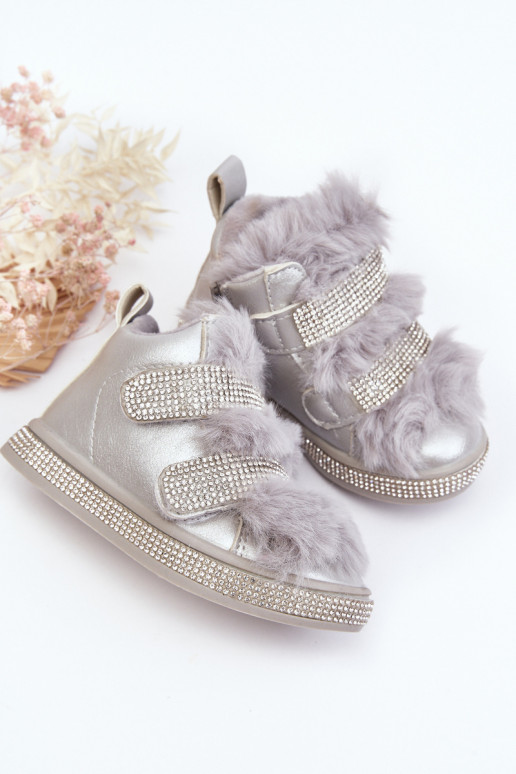 Bottes de neige pour enfants réchauffées argent Leela