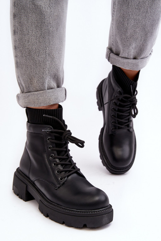 chaussures Bottines pour femmes à semelle type chaussette de couleur noire Rivella