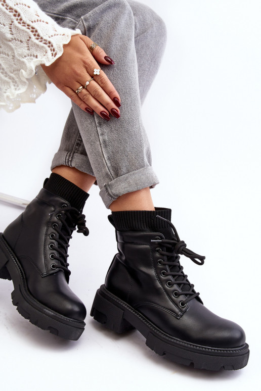 chaussures Bottines pour femmes à semelle type chaussette de couleur noire Rivella