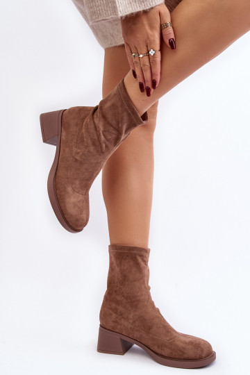 Bottines à talon bas pour femmes de couleur marron Aphroteia 2