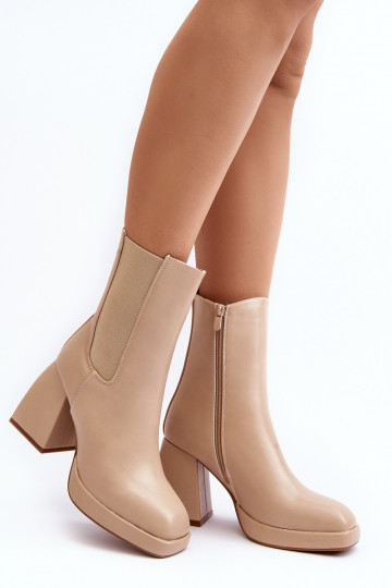 Bottines plateforme pour femmes de couleur beige Stelares 2