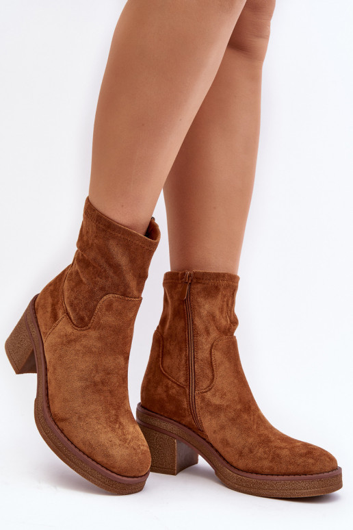 Bottines à talons hauts couleur marron Argastis