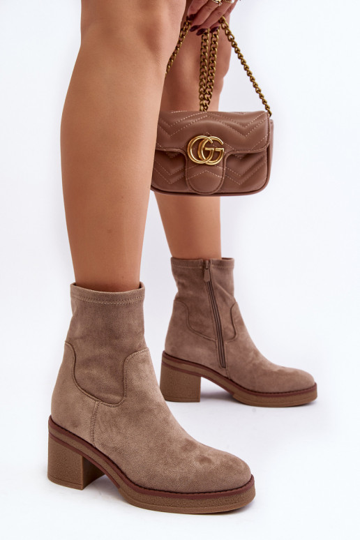 Bottines à talons hauts couleur beige Argastis