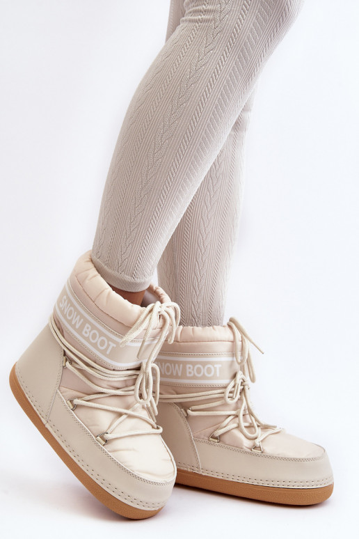 Bottines d'hiver à lacets beige Soia