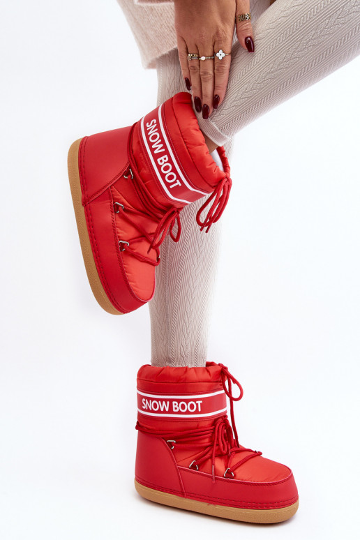 Schnür-Winterstiefel in roter Farbe Soia