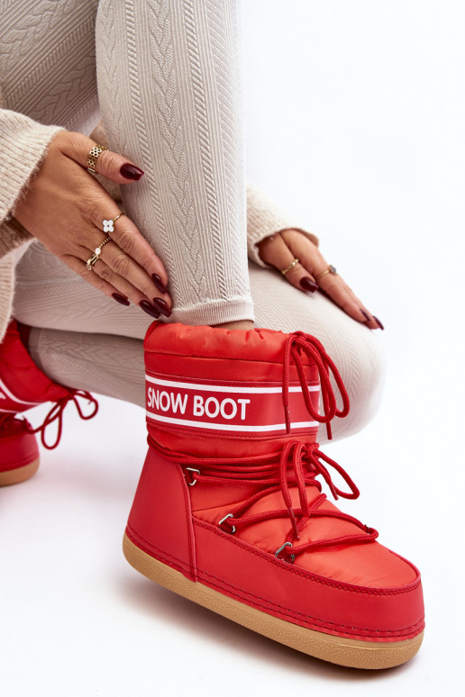 Bottes d'hiver à lacets de couleur rouge Soia
