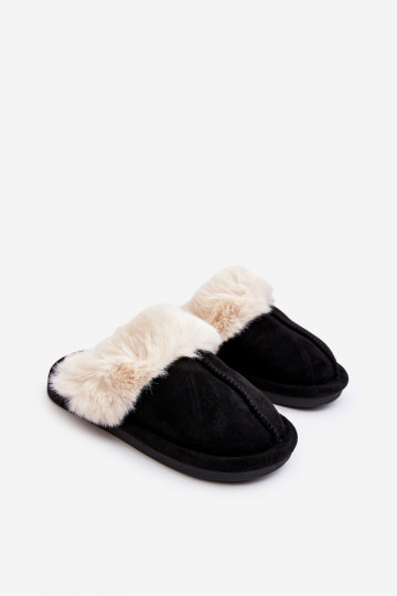 Chaussons pour enfants avec fourrure de couleur noire Befana
