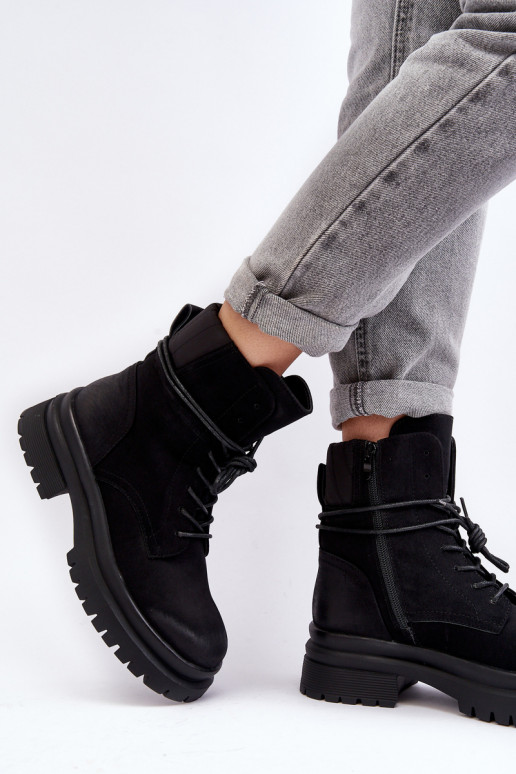 Bottines pour femmes à semelle massive de couleur noire Narelona