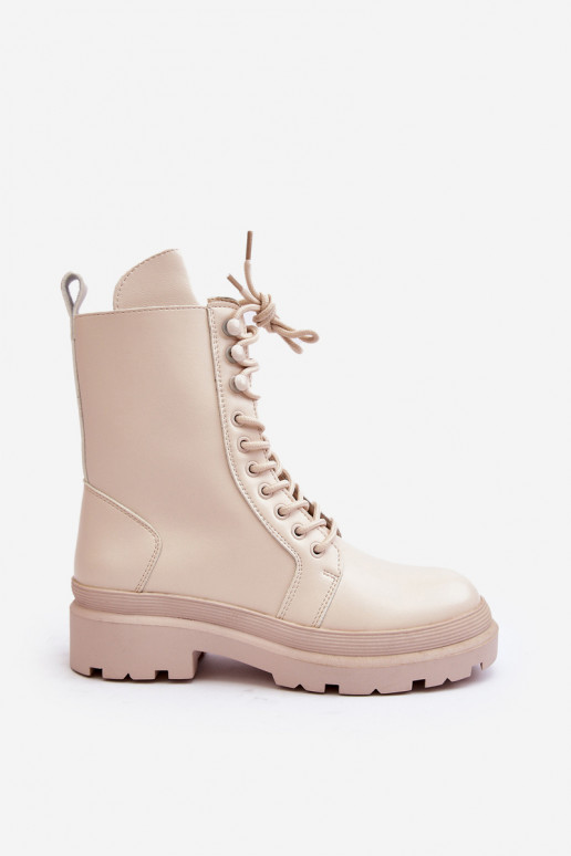 Stiefel aus elfenbeinfarbenem Öko-Leder Irande