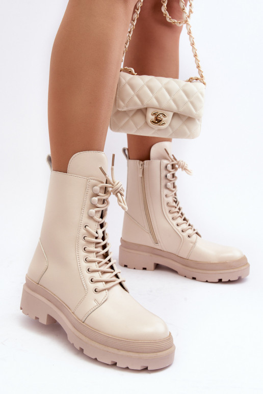 Stiefel aus elfenbeinfarbenem Öko-Leder Irande