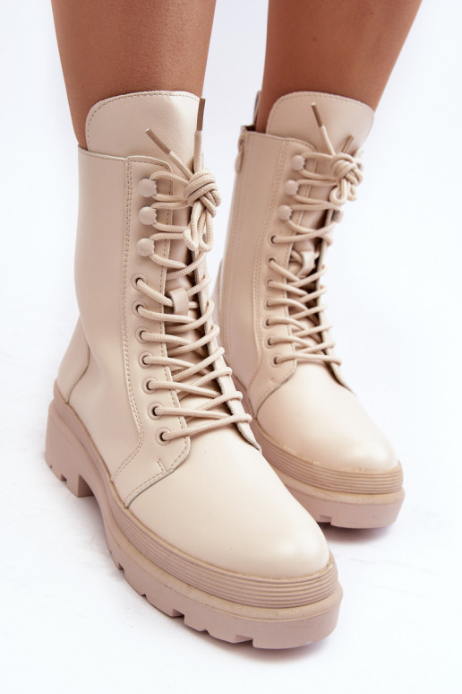 Stiefel aus elfenbeinfarbenem Öko-Leder Irande