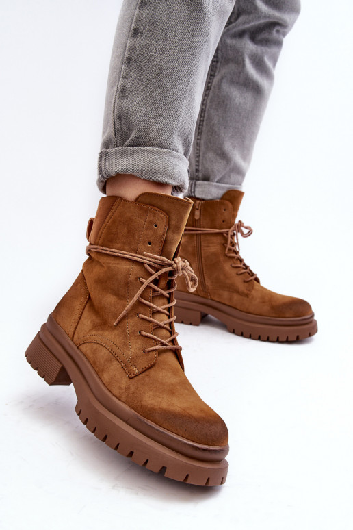 Bottines pour femmes à semelle massive de couleur marron Narelona Bottines pour femmes à semelle massive de couleur marron Narelona