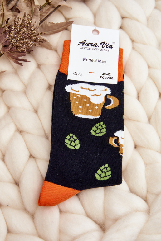 chaussettes noires à motifs