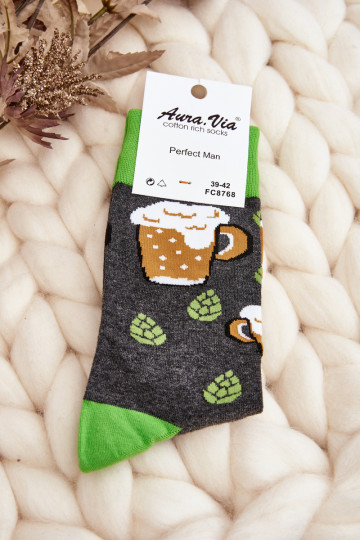 chaussettes à motifs gris-vert