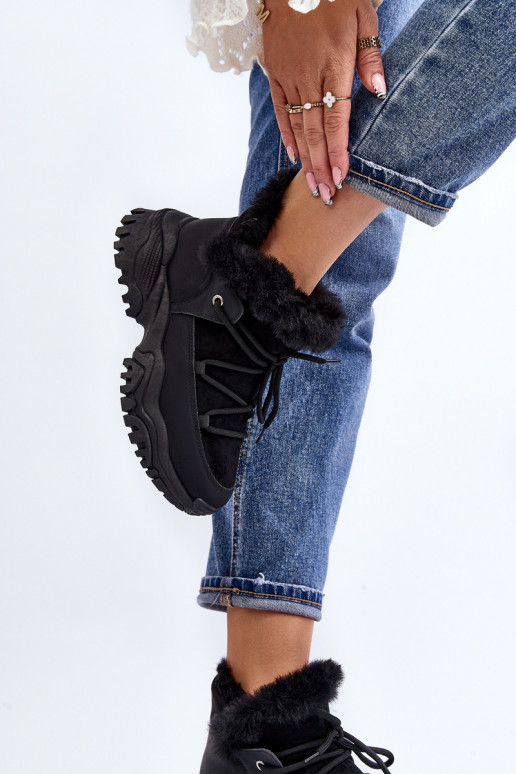 Bottes pour femmes avec fourrure en noir Cresandi