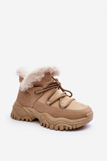 Bottes femme avec fourrure beige Cresandi