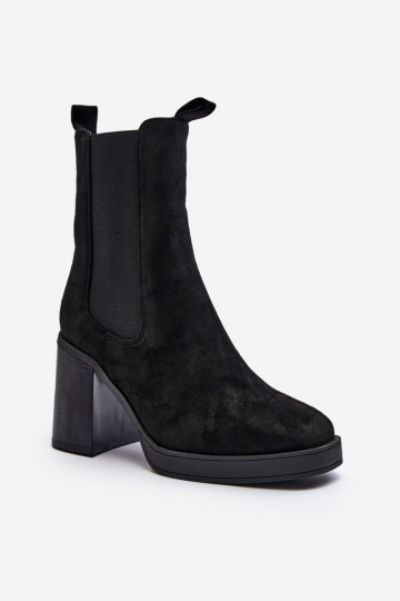 Bottines à talon large pour femme en noir Piovere