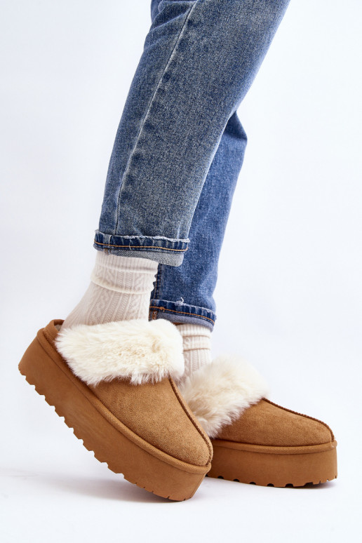 Slippers snowboots met massieve zool bruin Starlyn