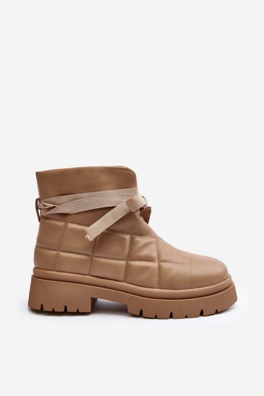 Stiefel mit Steppmuster in der Farbe Khaki von Bizzanti