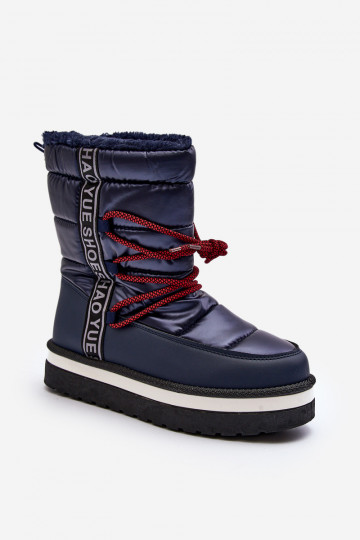 bottes de neige avec détails élégants en bleu foncé Lilara