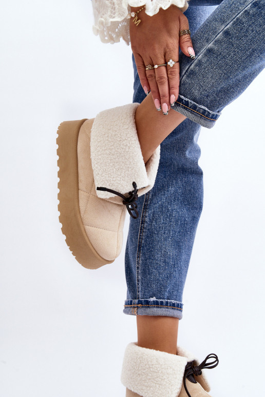 bottes de neige avec plateforme chauffante en ivoire Olimuka bottes de neige avec plateforme chauffante en ivoire Olimuka