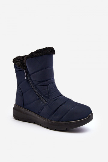 bottes de neige zippées avec fourrure bleu foncé Zeuna