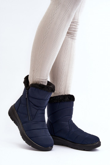 bottes de neige zippées avec fourrure bleu foncé Zeuna 2