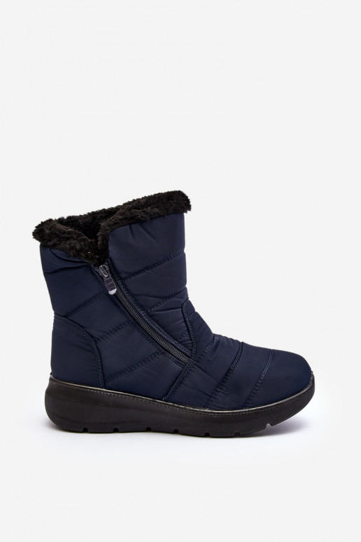 Snowboots met rits en bont in donkerblauw Zeuna Snowboots met rits en bont in donkerblauw Zeuna
