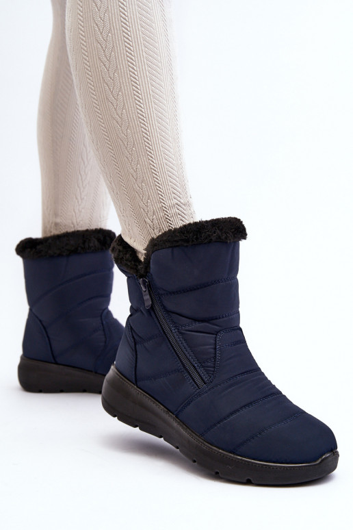 Snowboots met rits en bont in donkerblauw Zeuna Snowboots met rits en bont in donkerblauw Zeuna